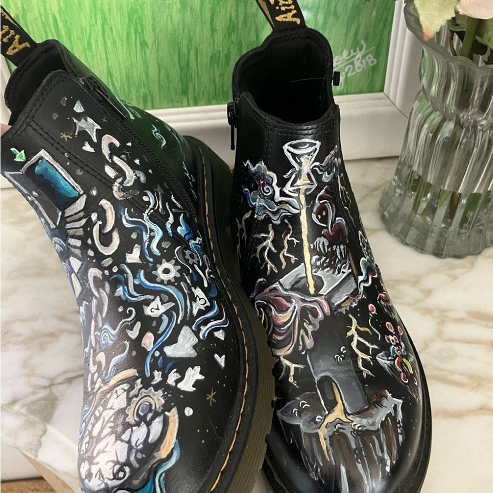 Dr. Martens Chelsea Custom Painted Air Wair Boots Jade Collins JCollarts New 9